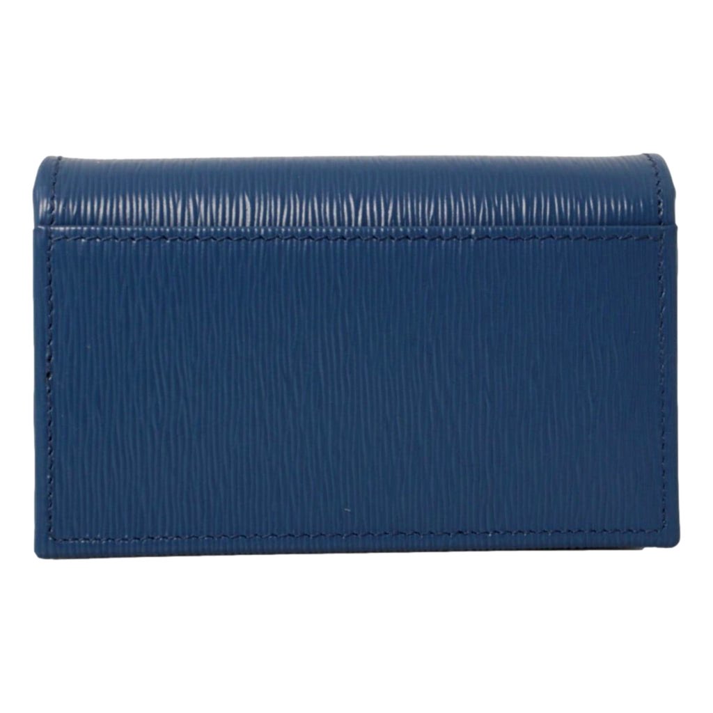 Prada Prada Blue Vitello Move Leather Triangle Logo Card Case Wallet - Detail 2