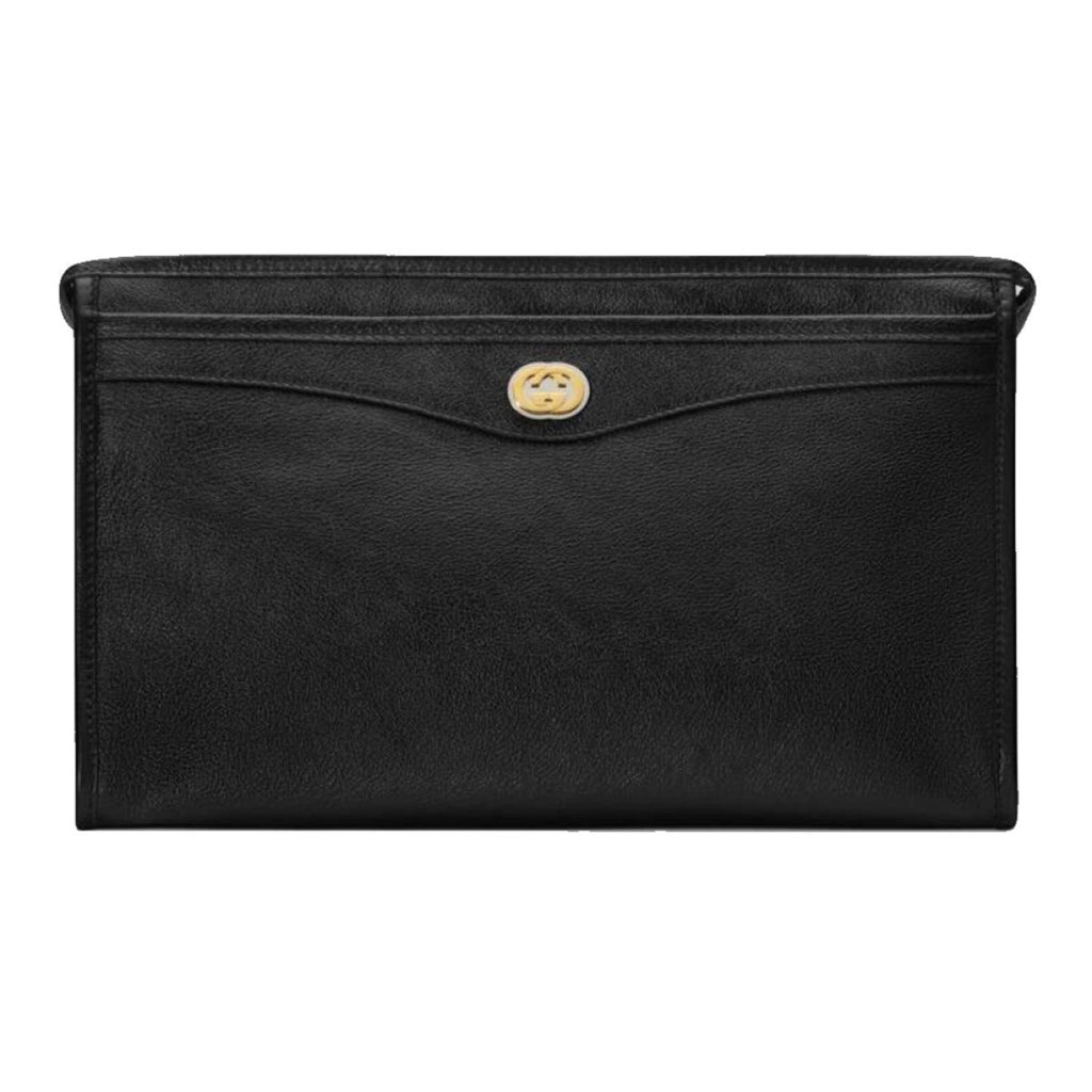 Gucci Gucci Morpheus Black Fluffy Calf Leather Cosmetic Pouch Bag