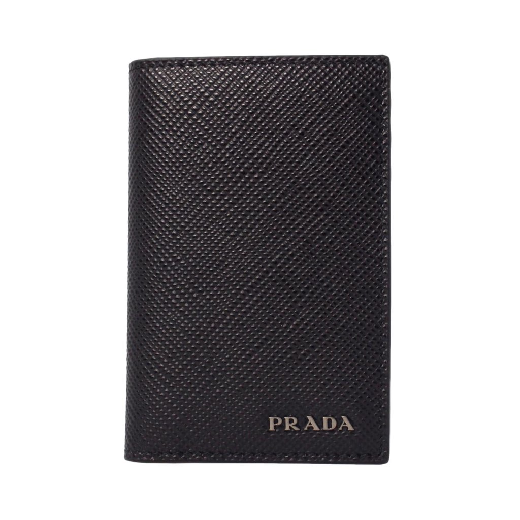 Prada Prada Black Saffiano Leather Vertical Logo Card Holder
