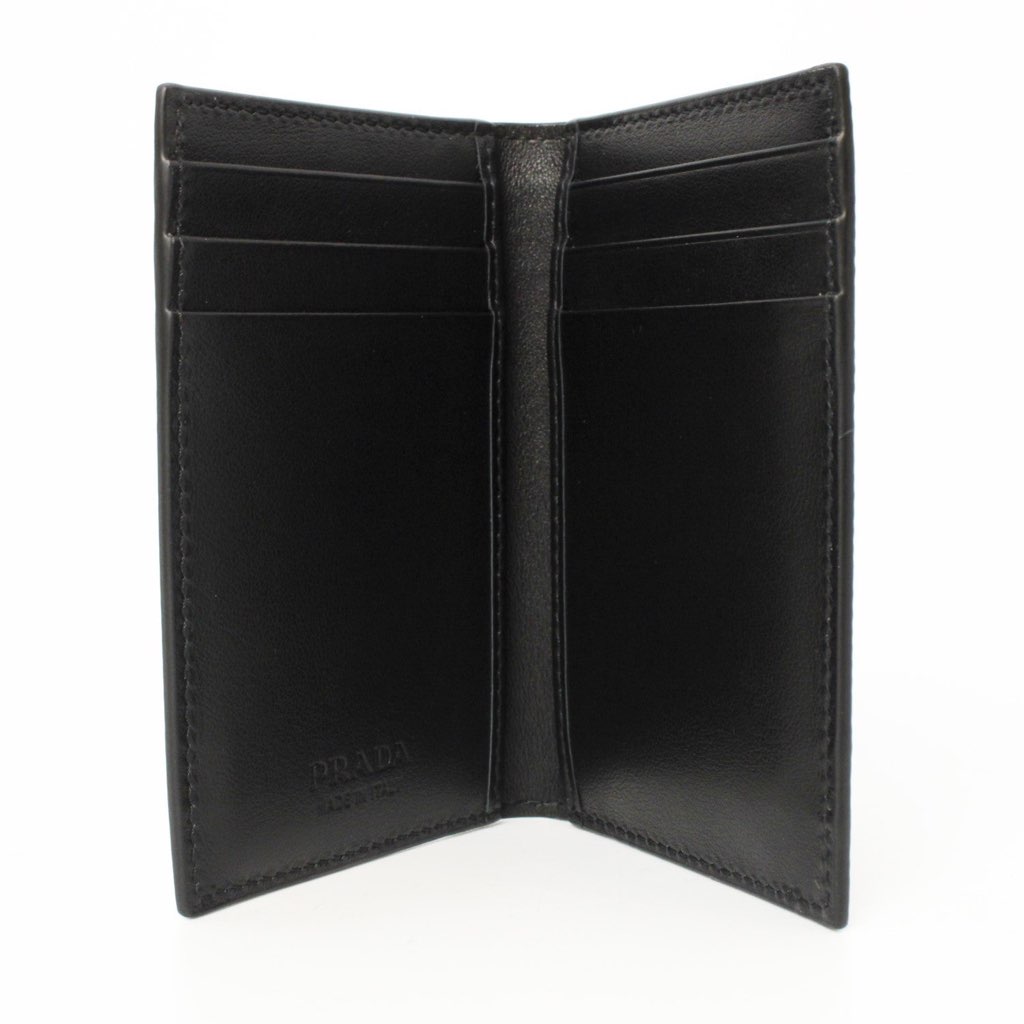 Prada Prada Black Saffiano Leather Vertical Logo Card Holder - Detail 1