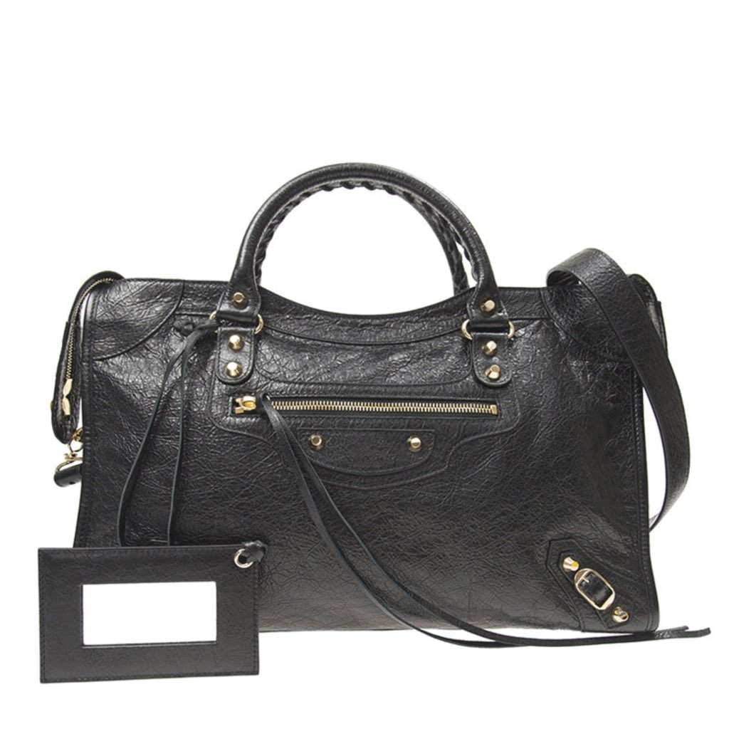 Balenciaga Balenciaga Classic City Grey Shiny Arena Leather Shoulder Bag