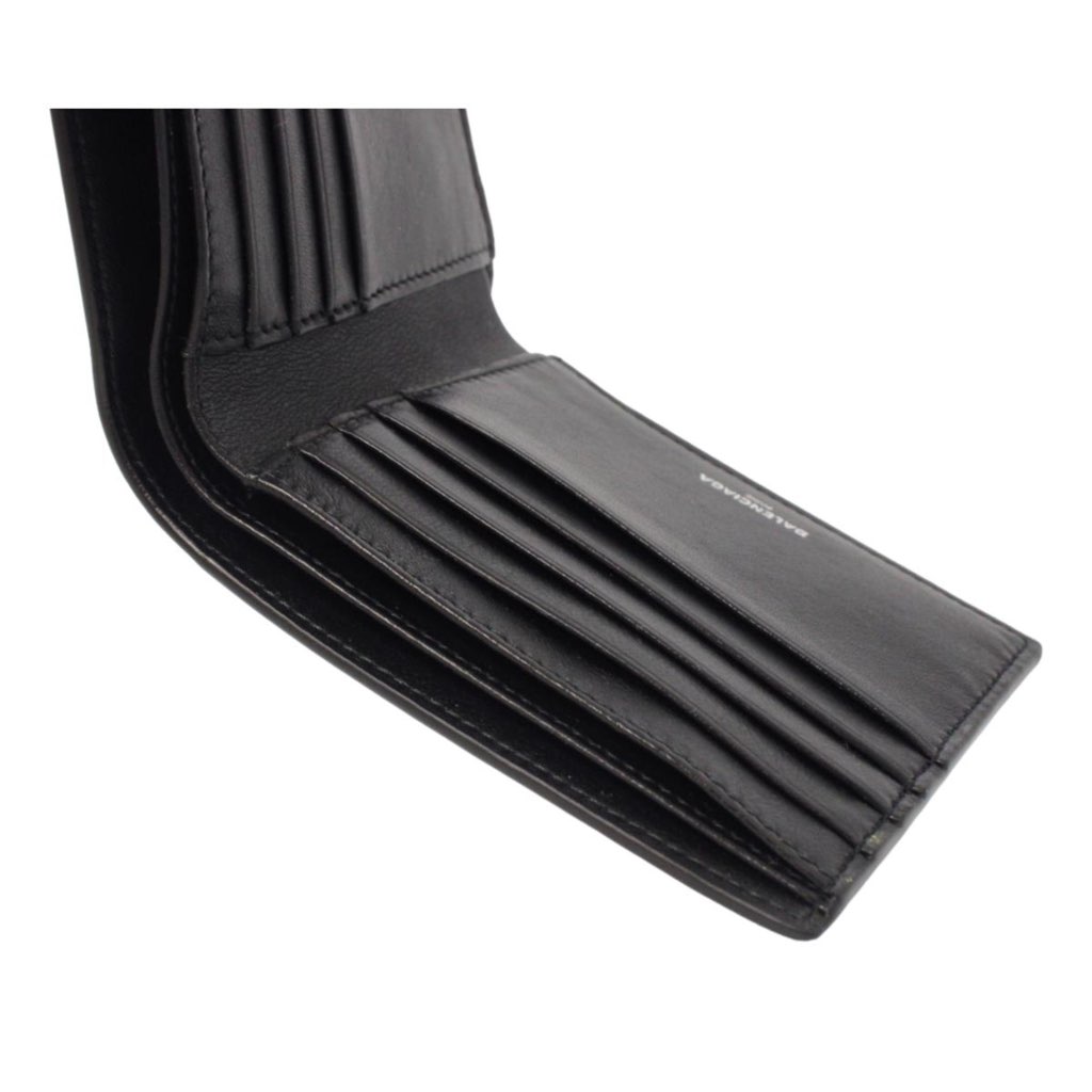 Balenciaga Balenciaga Cash Black Calfskin Leather Perforated Bifold Wallet - Detail 2