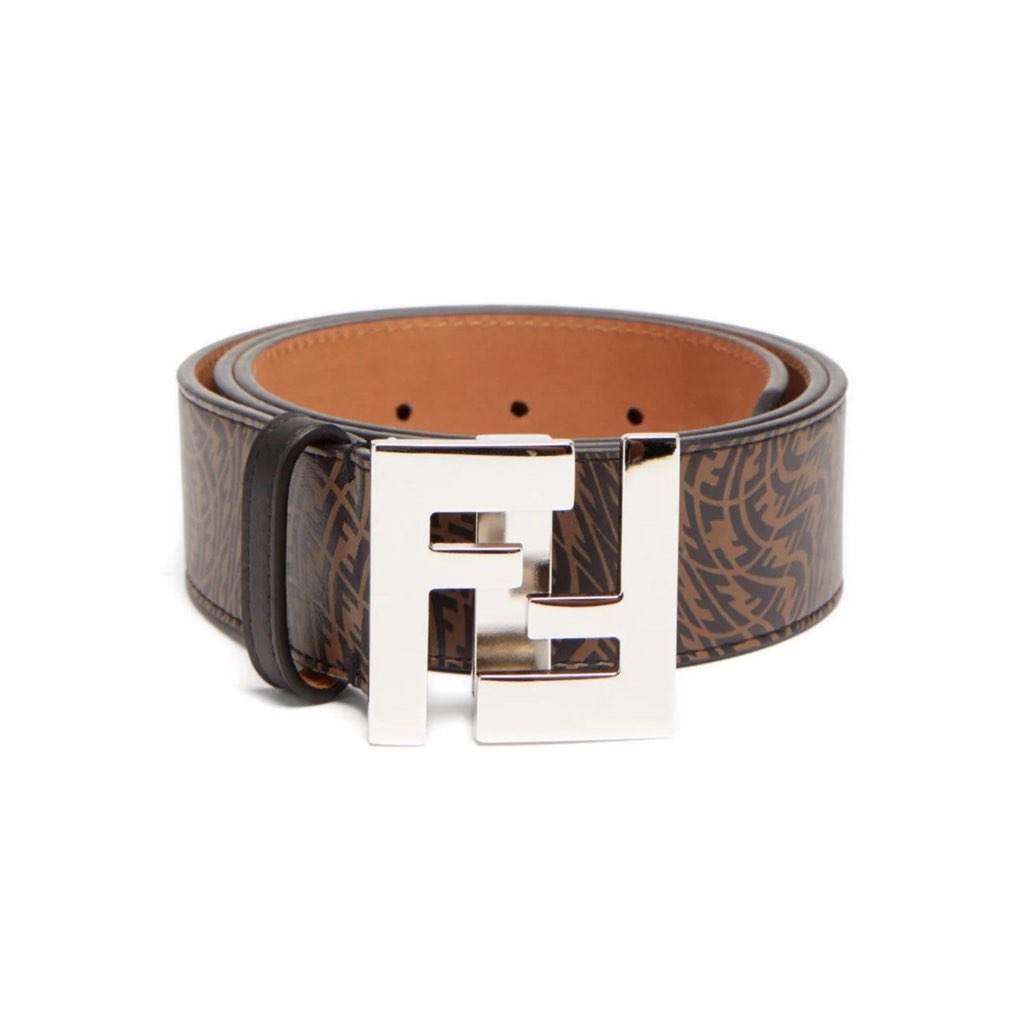 Fendi Fendi x Sarah Coleman Mens FF Vertigo Brown Leather Belt 110/44 - Back view