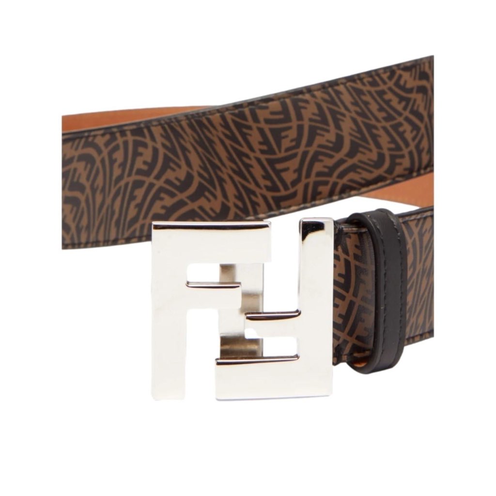 Fendi Fendi x Sarah Coleman Mens FF Vertigo Brown Leather Belt 110/44 - Detail 2