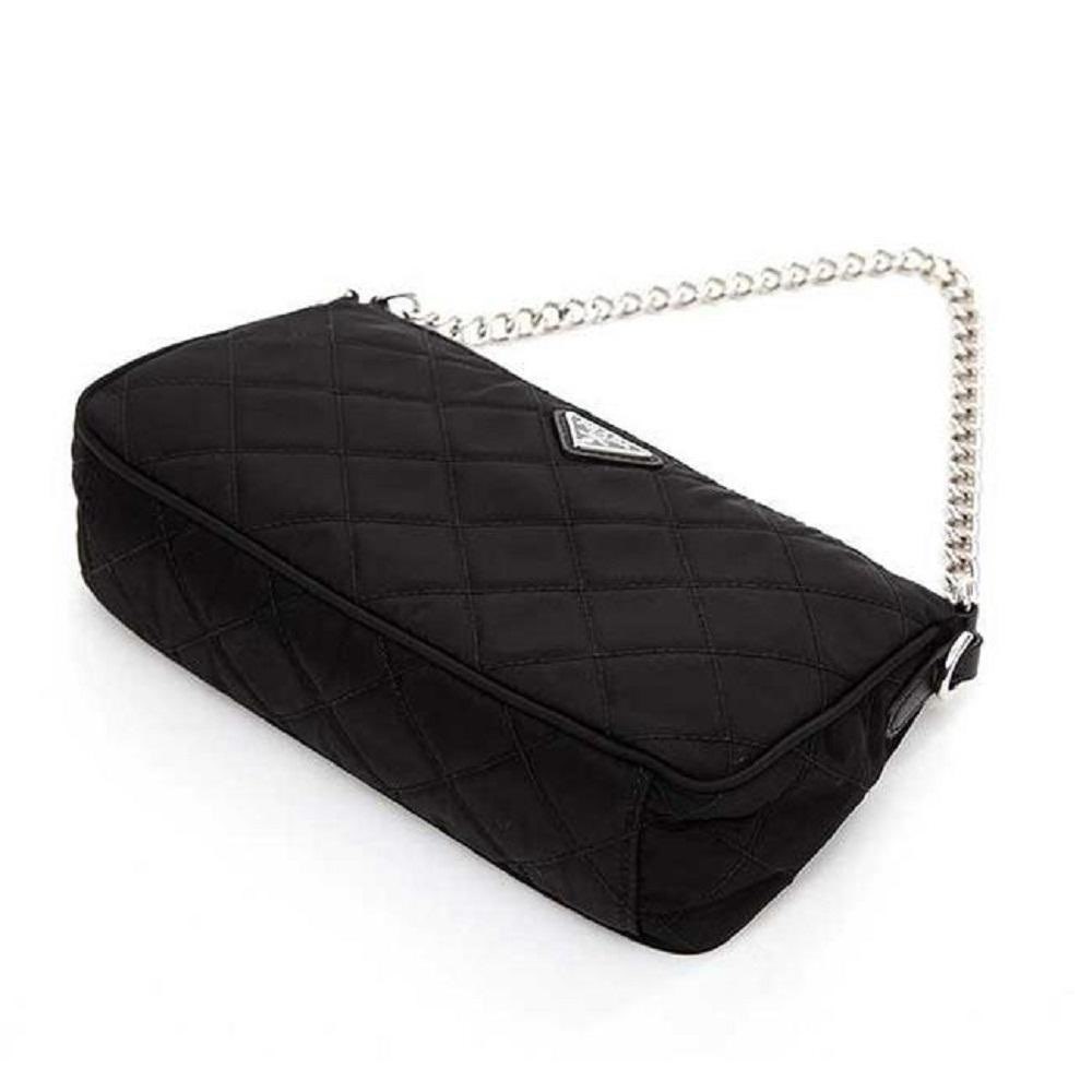 Prada Prada Black Tessuto Nylon Quilted Chain Crossbody Bag - Image 6