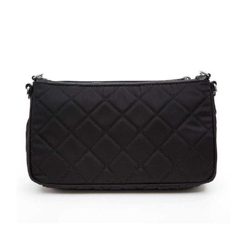 Prada Prada Black Tessuto Nylon Quilted Chain Crossbody Bag - 4