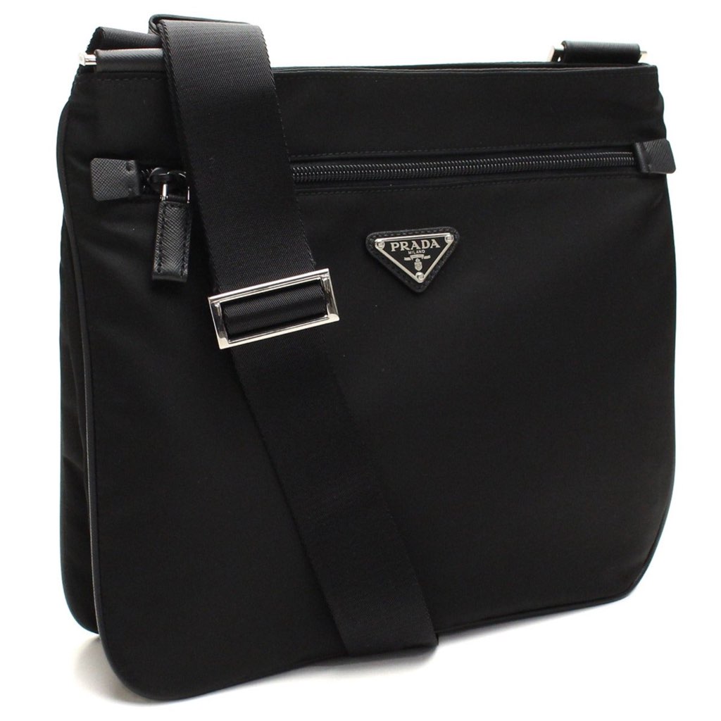 Prada Prada Tessuto Saffiano Black Messenger Bag Cross Body - Back view