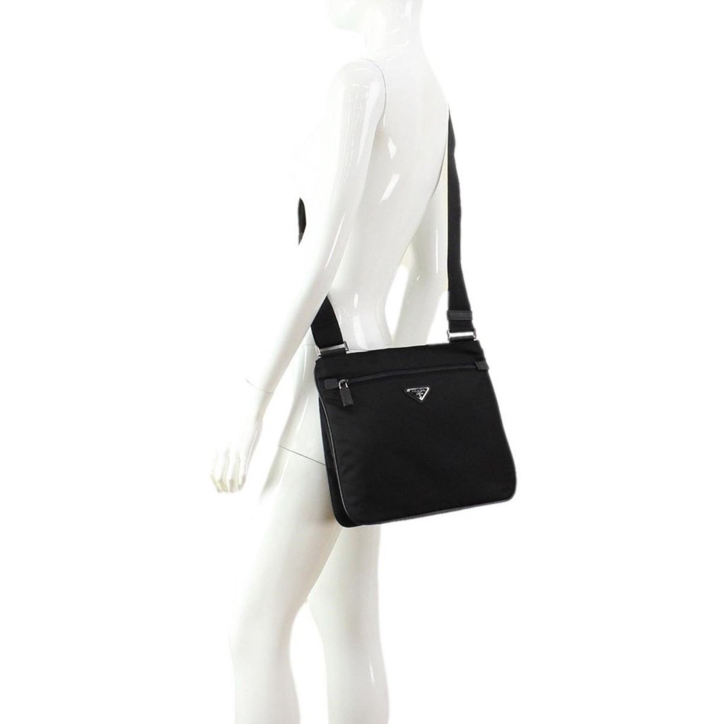 Prada Prada Tessuto Saffiano Black Messenger Bag Cross Body - Image 16