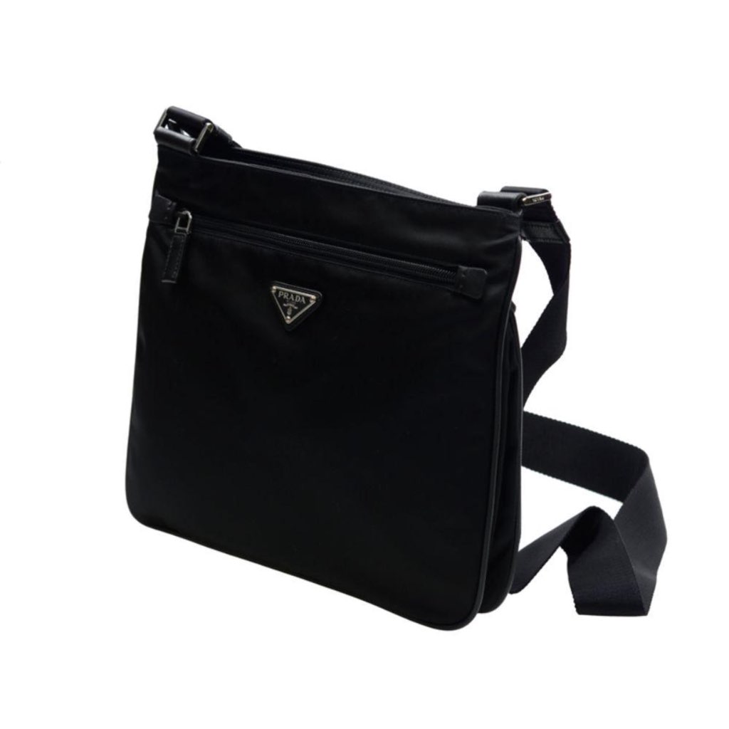 Prada Prada Tessuto Saffiano Black Messenger Bag Cross Body - Side view