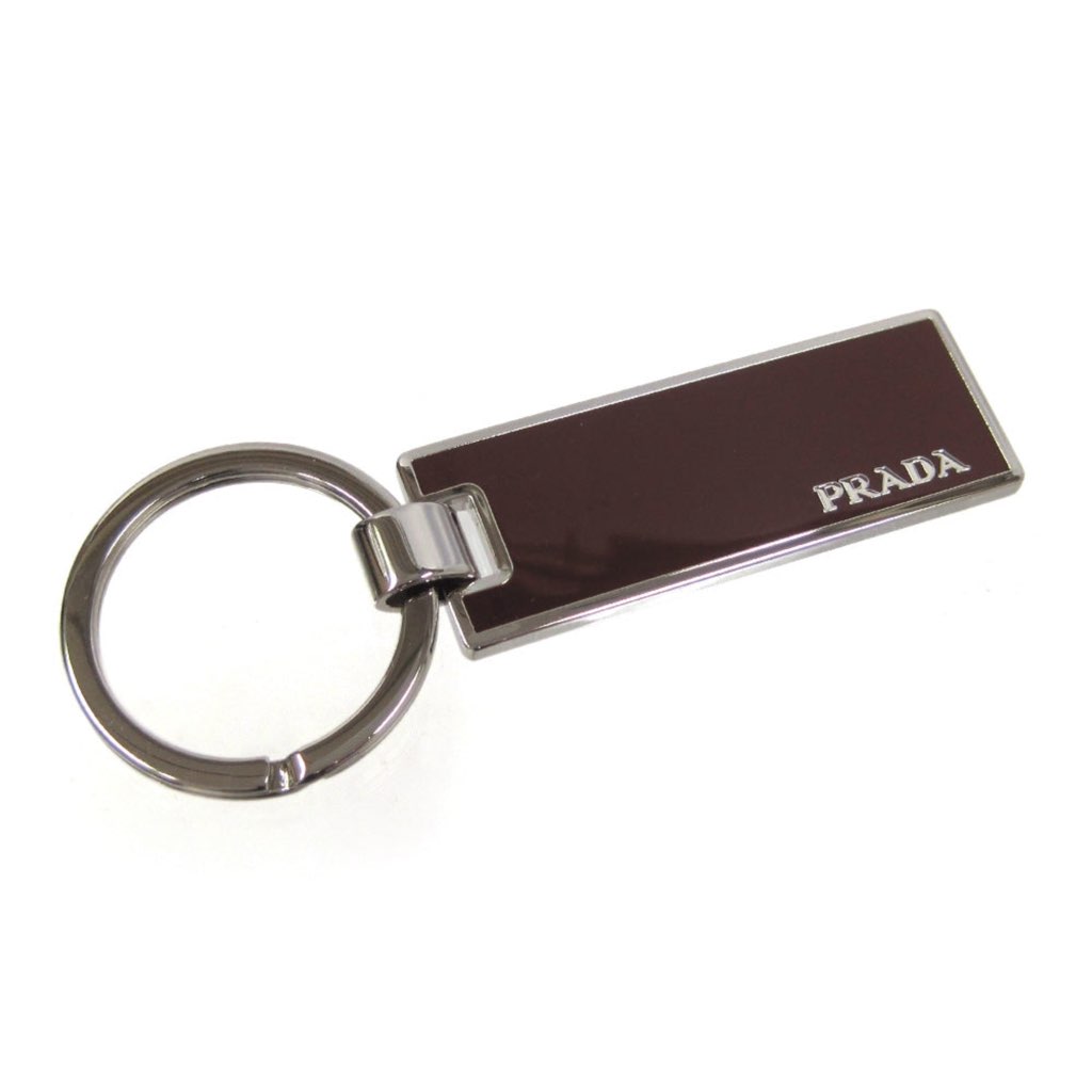Prada Prada Rubino Red Enamel Silver Metal Keyring Keychain