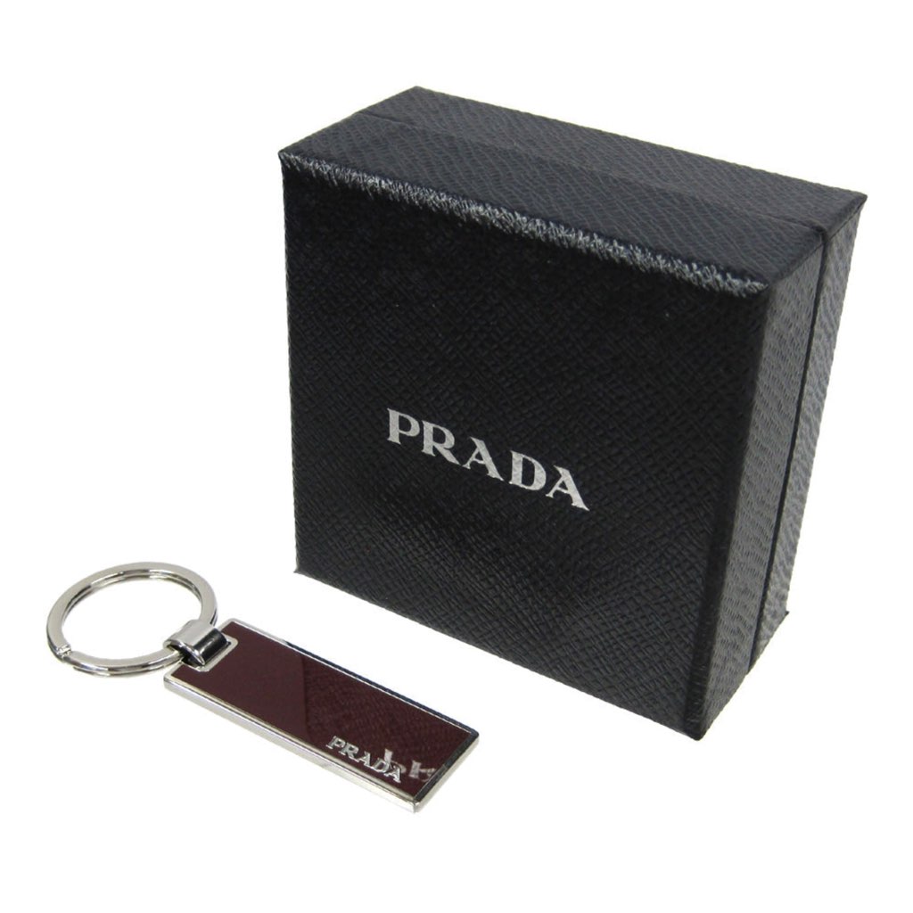 Prada Prada Rubino Red Enamel Silver Metal Keyring Keychain - Back view