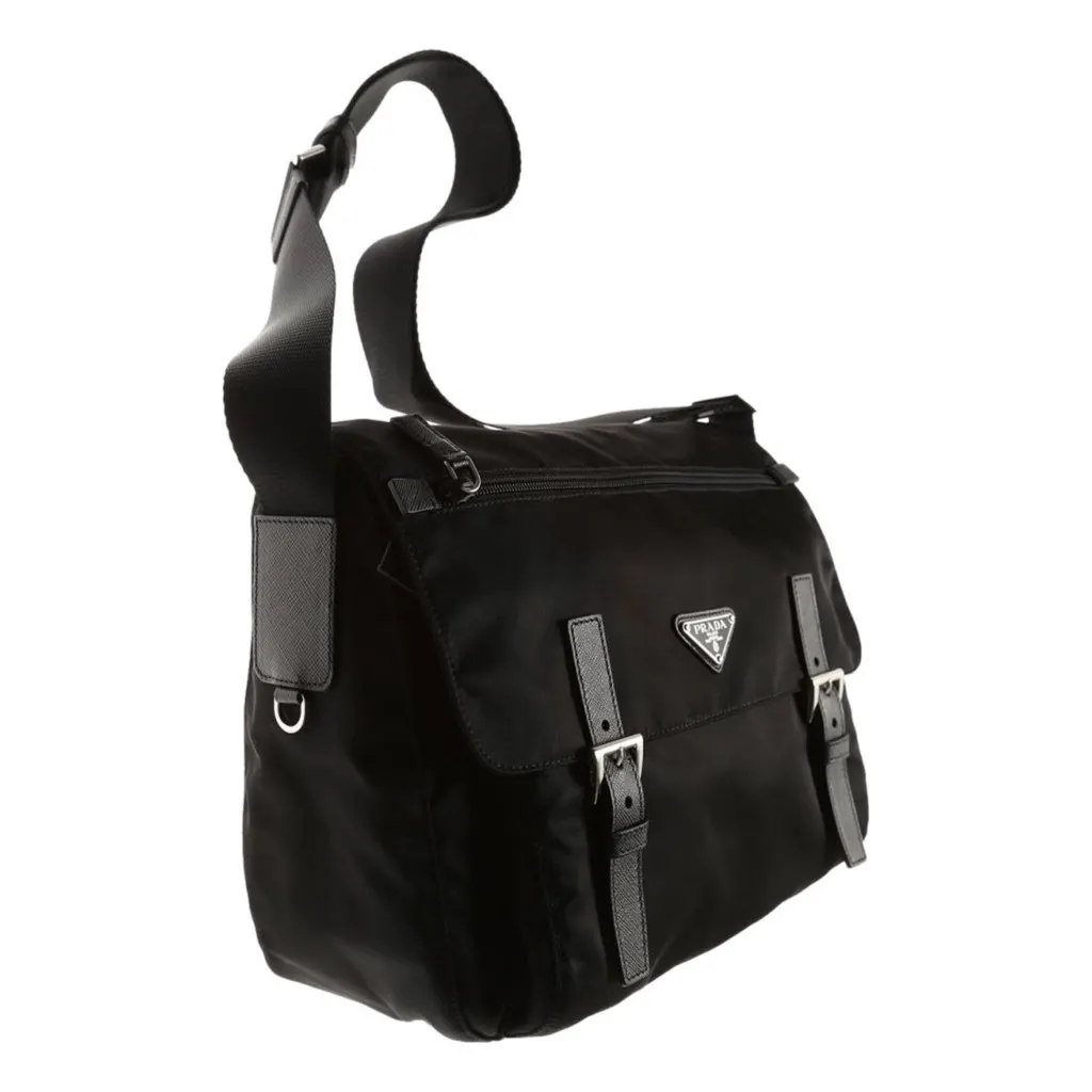Prada Black Nylon Triangle Logo Messenger Bag Black Never worn, with tag - Inside View