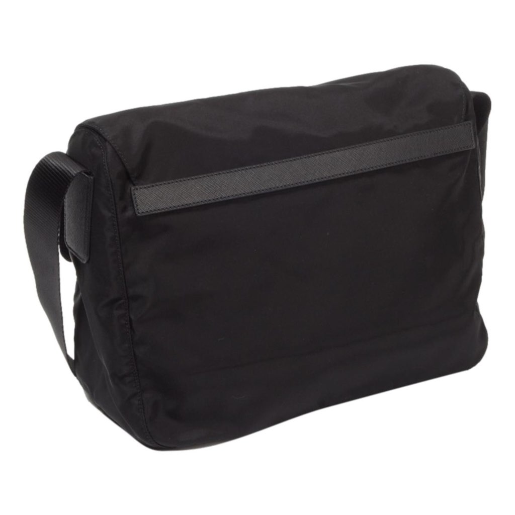 Prada Prada Black Nylon Triangle Logo Messenger Bag - 4