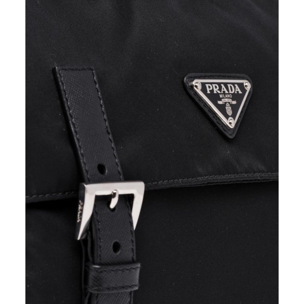Prada Prada Black Nylon Triangle Logo Messenger Bag - Detail 1