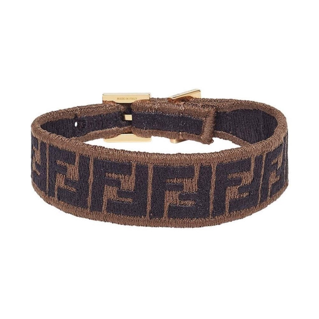 Fendi Fendi FF Embroidered Brown Cyber Blue Kit Bracelet - Back view