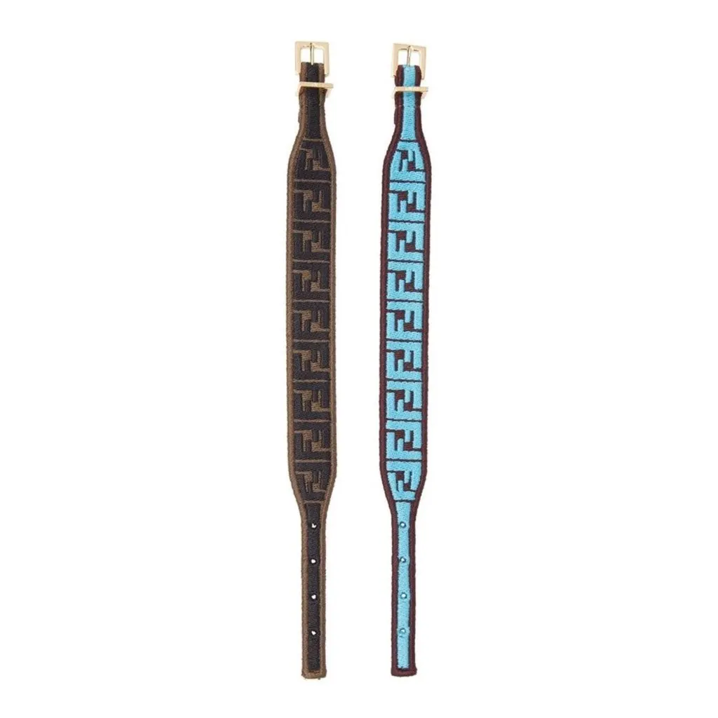 Fendi FF Embroidered Brown Cyber Blue Kit Bracelet Brown Never worn, with tag - Model View