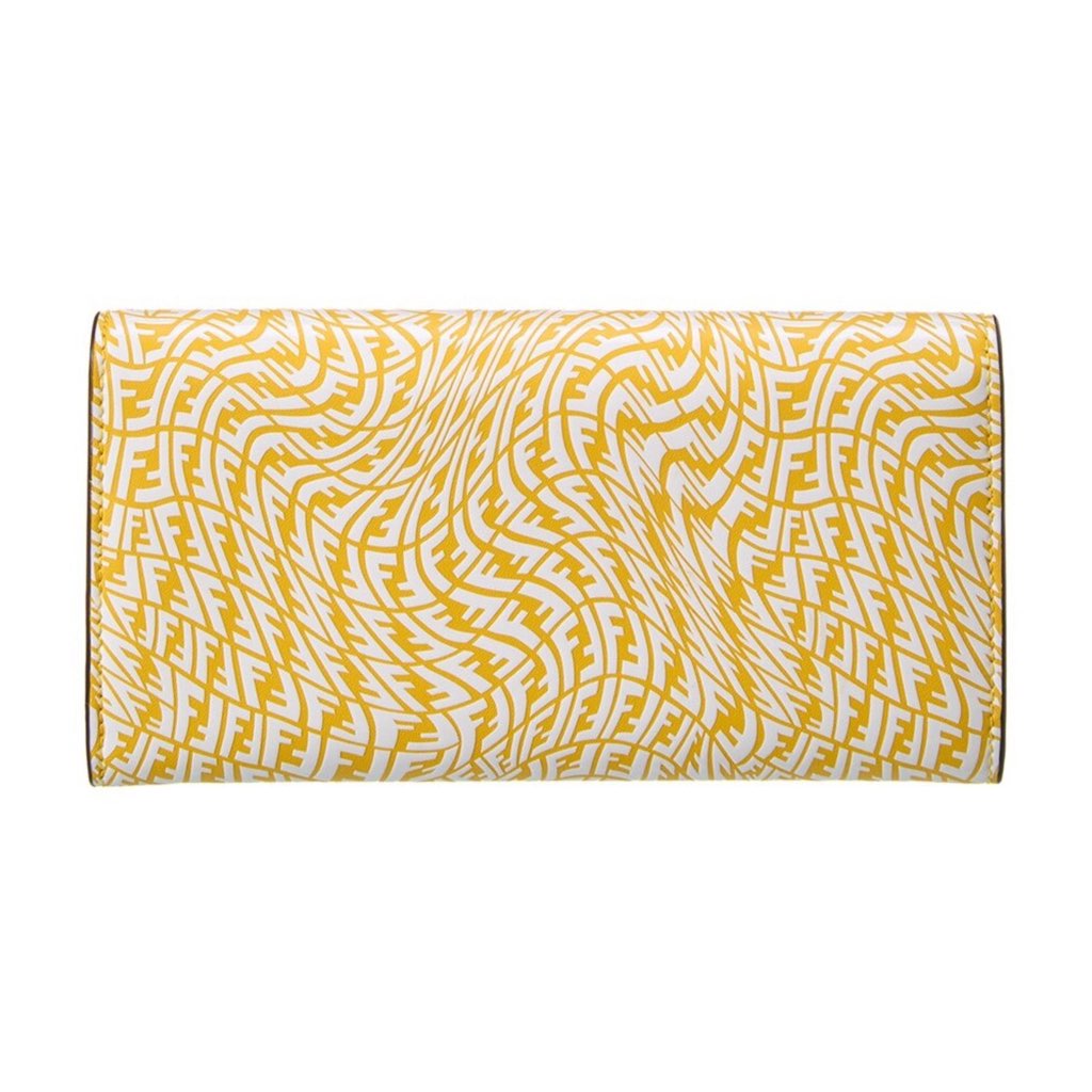 Fendi Fendi F is Fendi Yellow Leather Vertigo Print Long Wallet - Back view