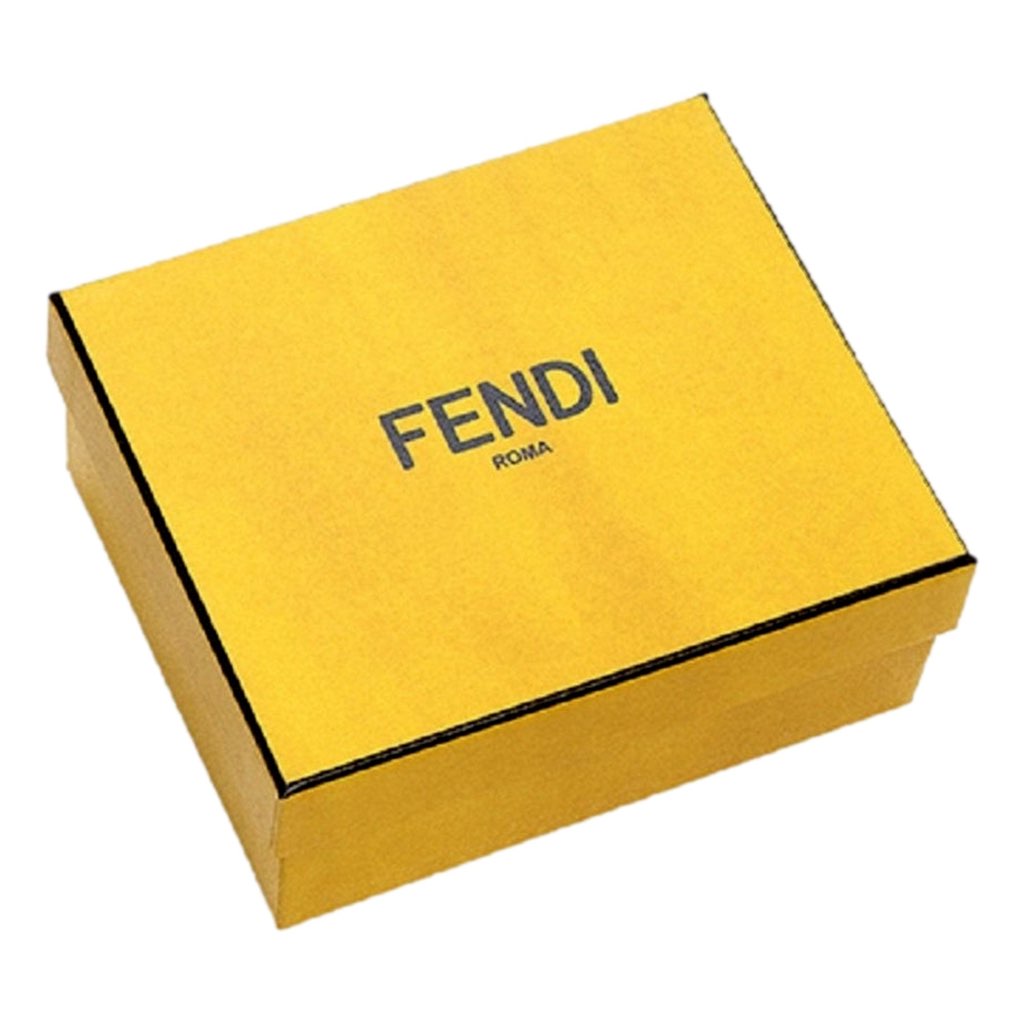Fendi Fendi F is Fendi Yellow Leather Vertigo Print Small Trifold Wallet - Side view
