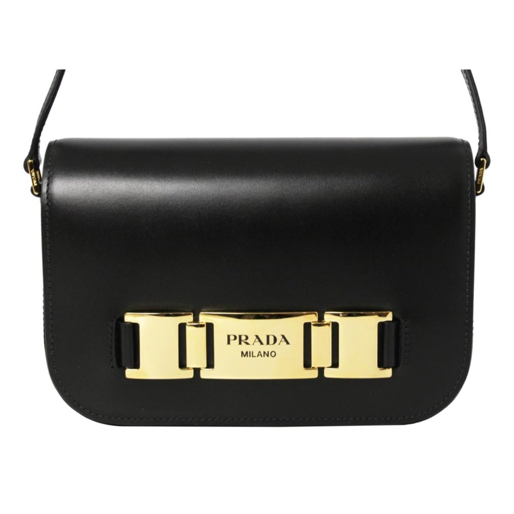Prada Prada City Calf Leather Black Crossbody Flap Bag