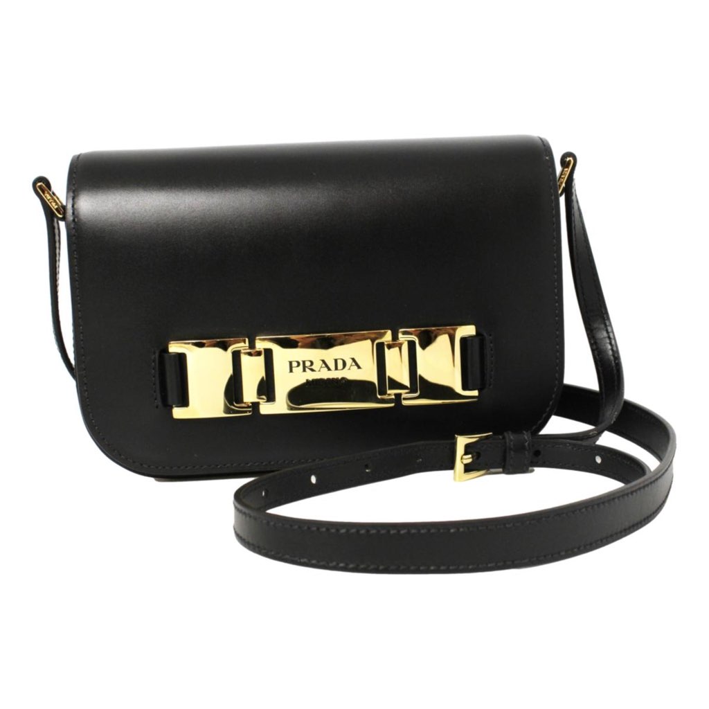 Prada Prada City Calf Leather Black Crossbody Flap Bag - Back view
