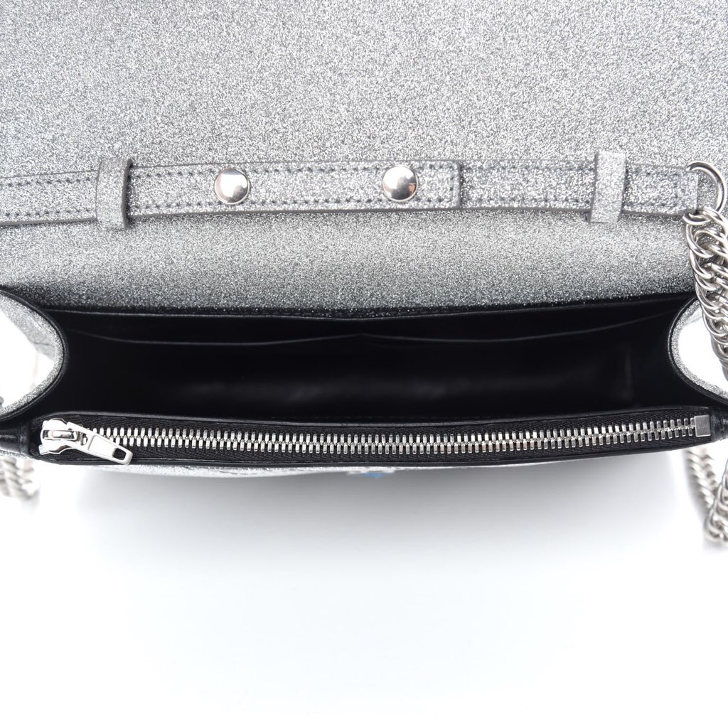 Balenciaga Balenciaga BB Silver Glittered Leather Wallet on Chain Bag - 4