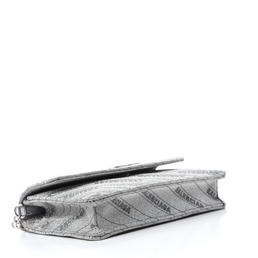 Balenciaga Balenciaga BB Silver Glittered Leather Wallet on Chain Bag - Detail 1
