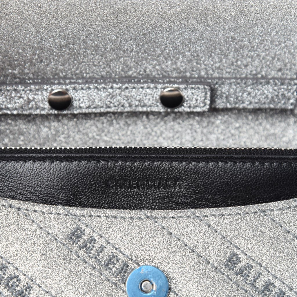 Balenciaga Balenciaga BB Silver Glittered Leather Wallet on Chain Bag - Detail 2