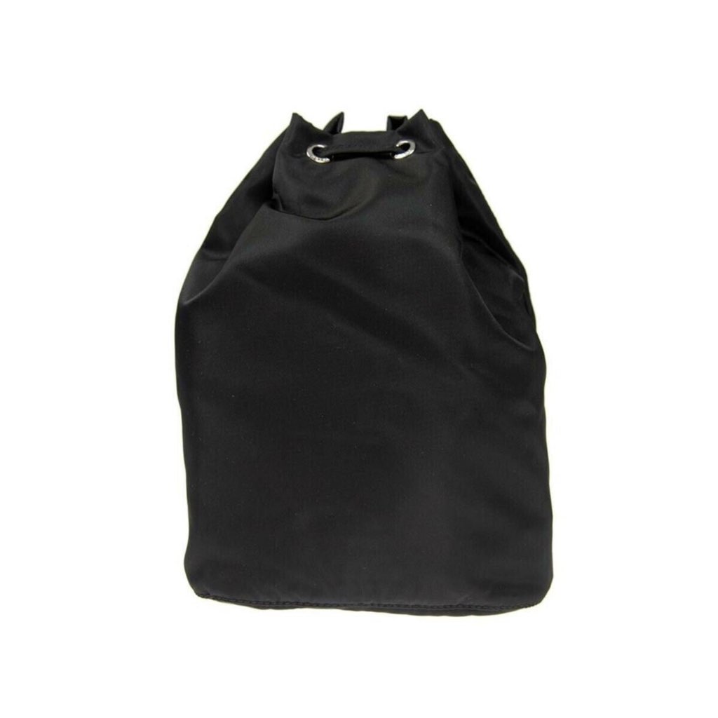 Prada Prada Black Tessuto Nylon Triangle Logo Drawstring Bucket Bag - Detail 1