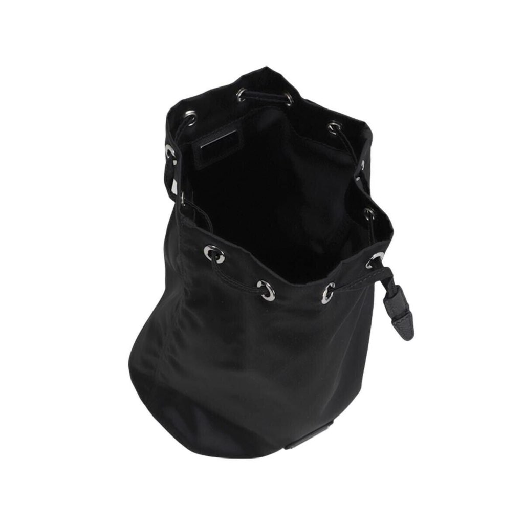 Prada Prada Black Tessuto Nylon Triangle Logo Drawstring Bucket Bag - Detail 2