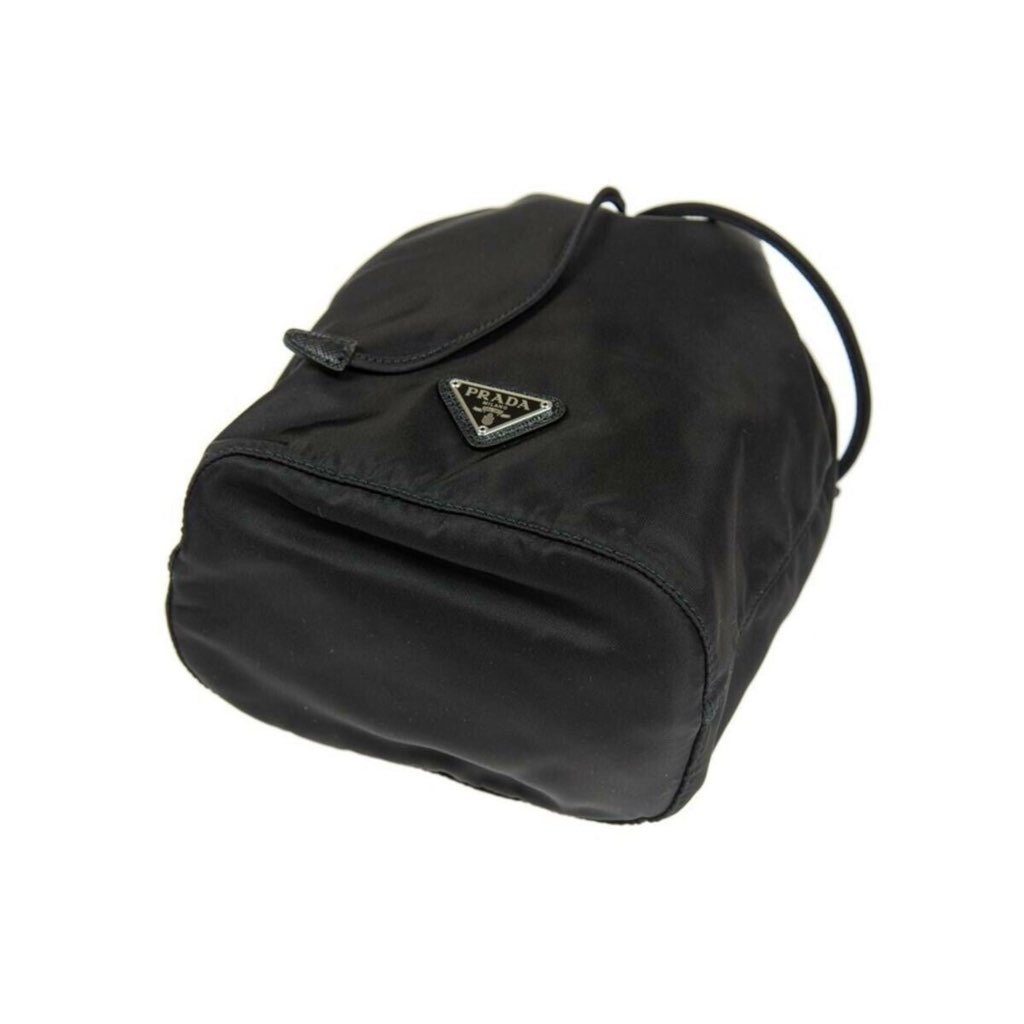 Prada Prada Black Tessuto Nylon Triangle Logo Drawstring Bucket Bag - Image 10