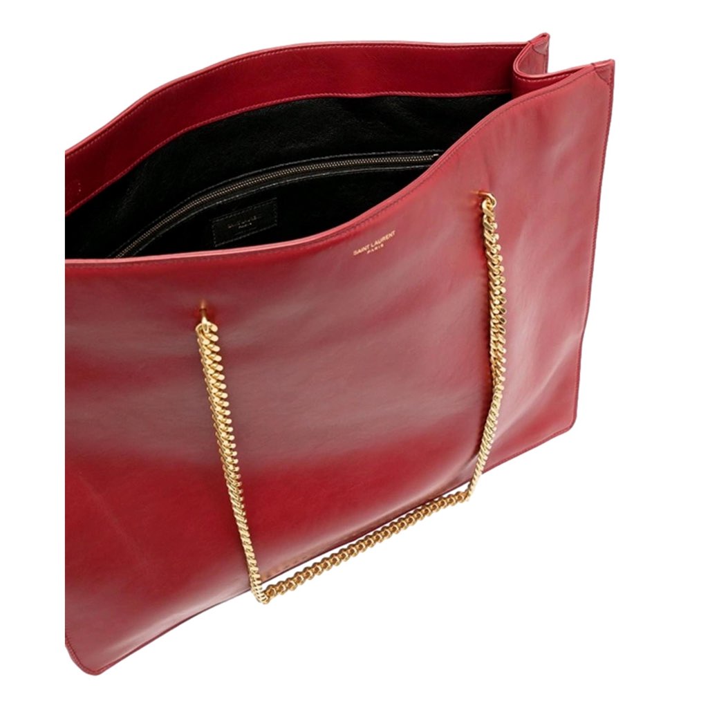 Saint Laurent Saint Laurent Siena Ultra Lux Red Calf Leather Chain Shoulder Tote Bag - Detail 2