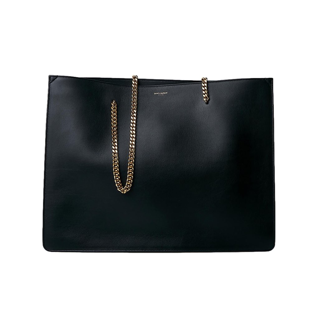 Saint Laurent Saint Laurent Siena Ultra Lux Black Calf Leather Chain Shoulder Tote Bag - Image 6