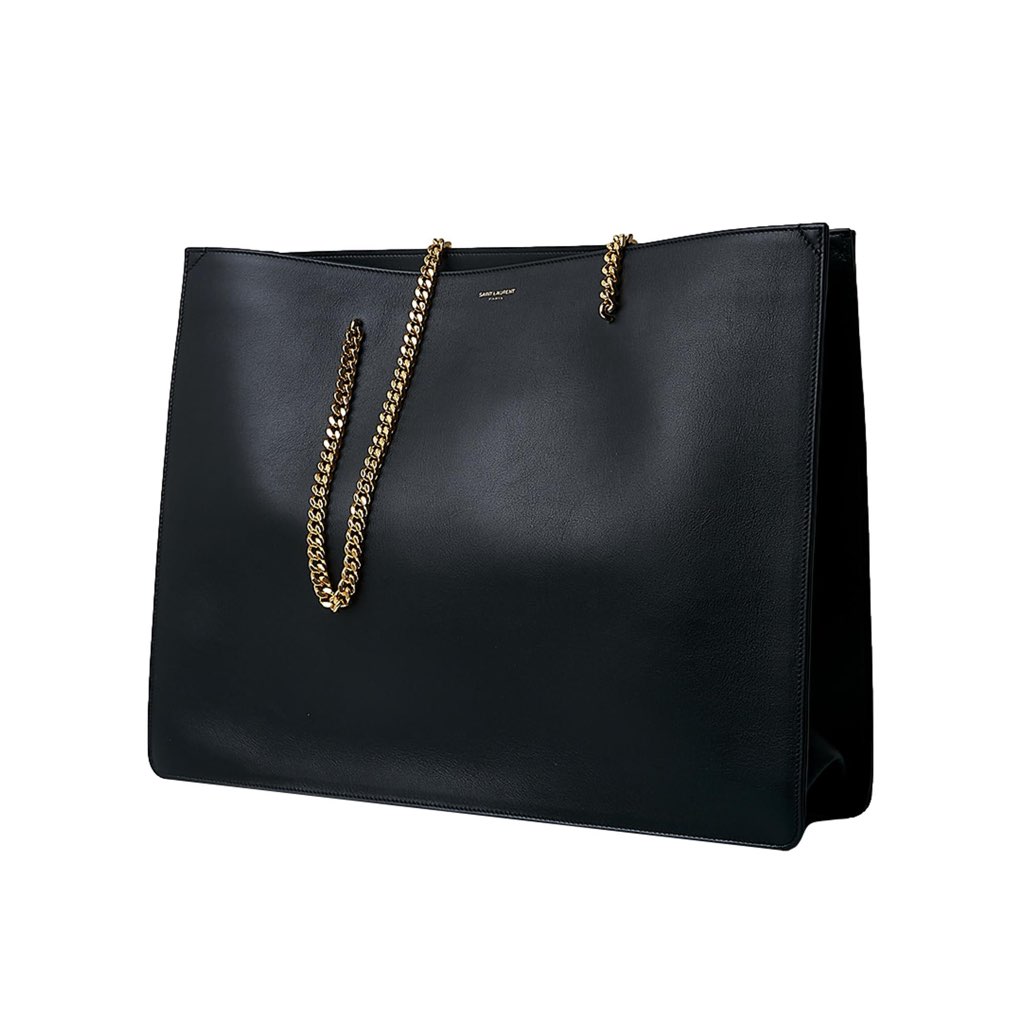 Saint Laurent Saint Laurent Siena Ultra Lux Black Calf Leather Chain Shoulder Tote Bag - 4