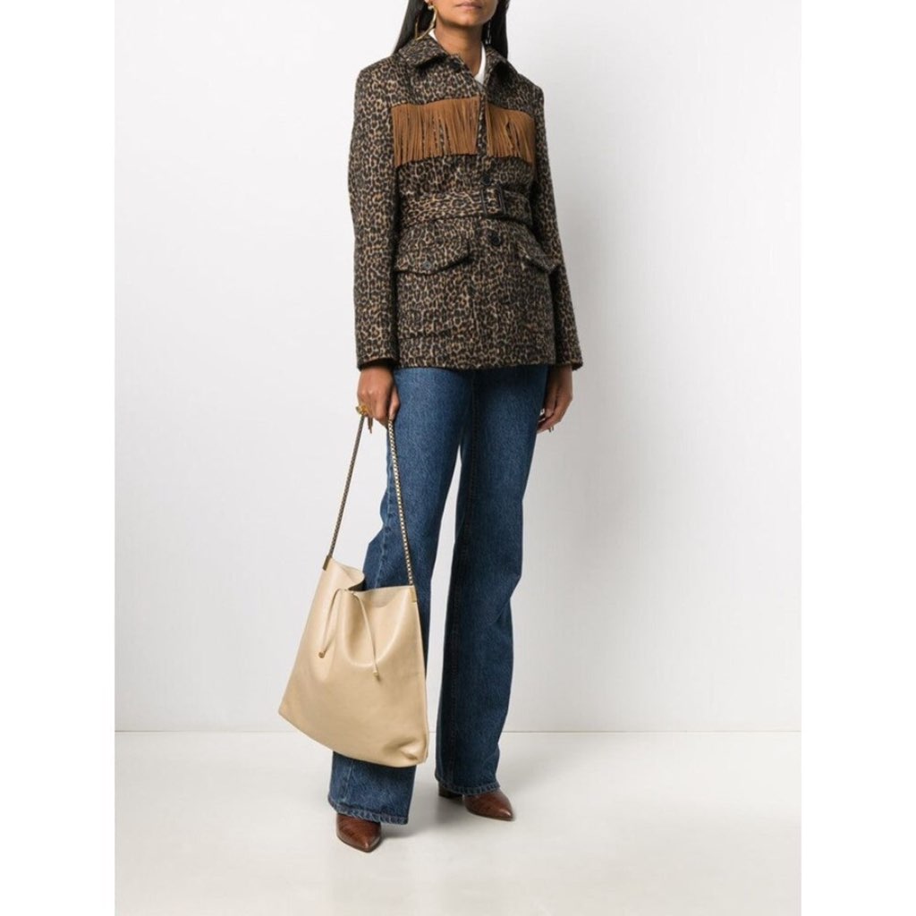 Saint Laurent Saint Laurent Suzanne Beige Calfskin Leather Chain Hobo Bag - Image 6