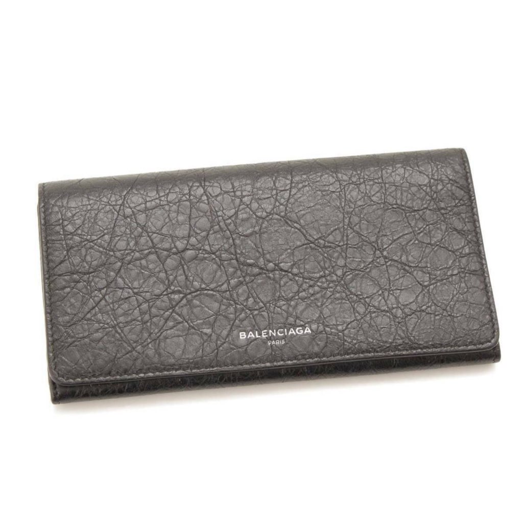 Balenciaga Balenciaga Antracite Grey Arena Leather Long Wallet
