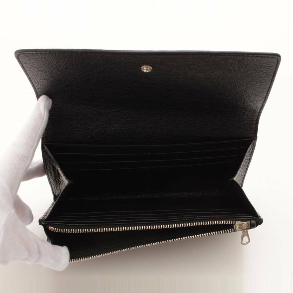 Balenciaga Balenciaga Antracite Grey Arena Leather Long Wallet - Side view