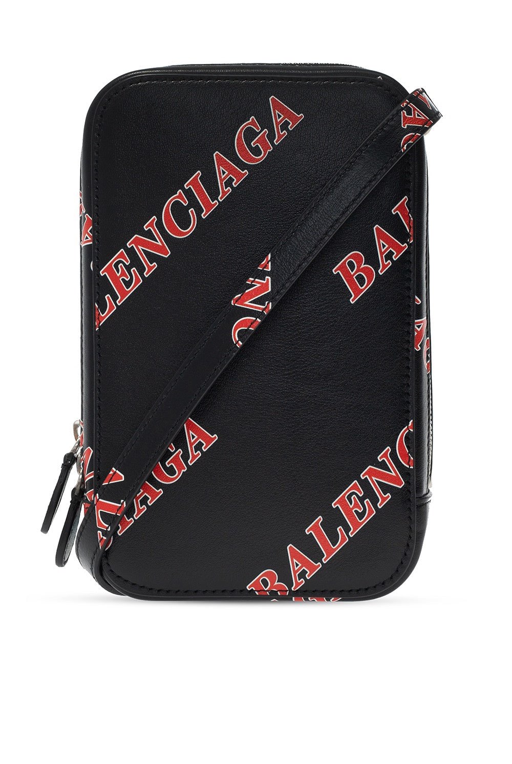 Balenciaga Balenciaga Black Calfskin Leather Sport Print Phone Holder Bag