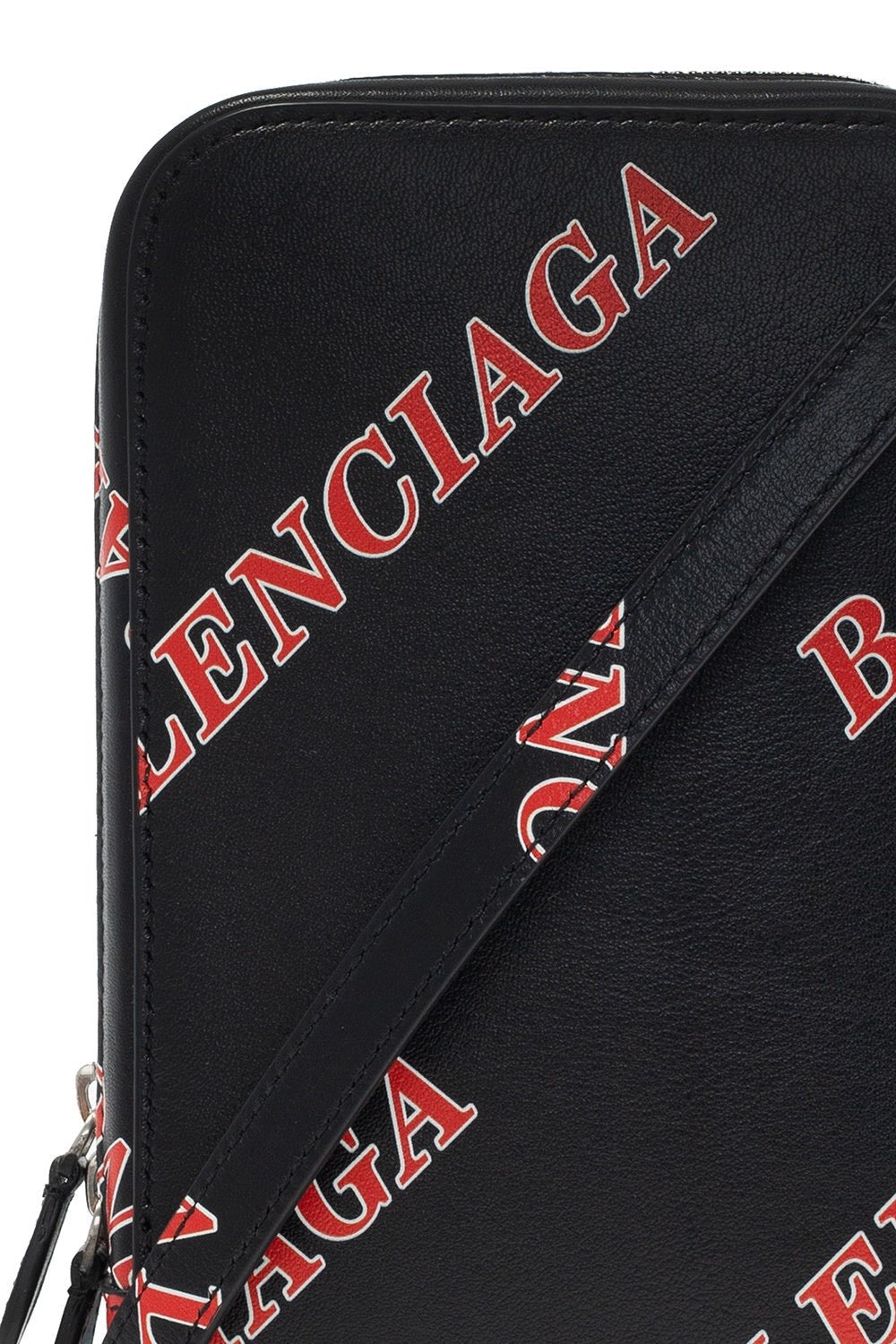 Balenciaga Balenciaga Black Calfskin Leather Sport Print Phone Holder Bag - Side view