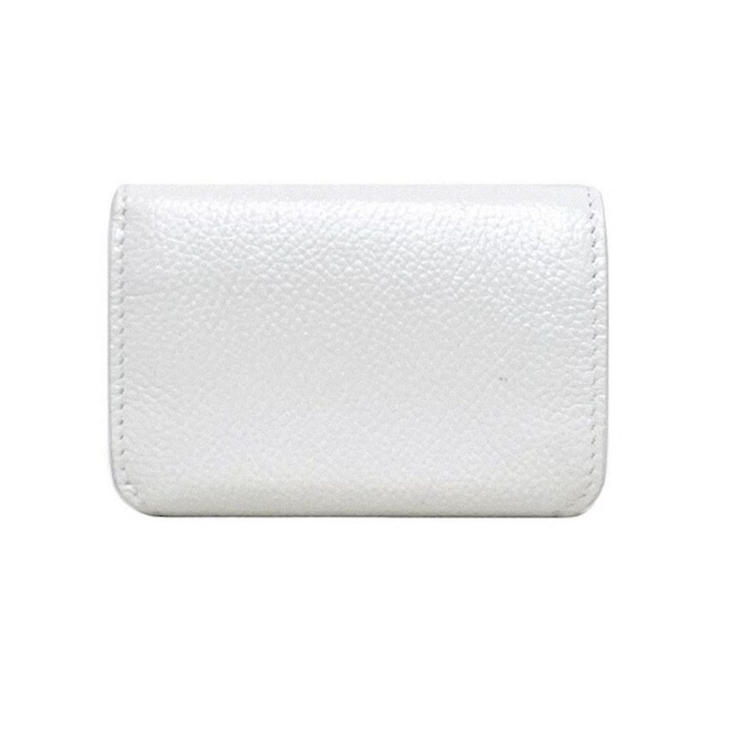 Balenciaga Balenciaga Everyday White Leather Logo Mini Trifold Wallet - Back view
