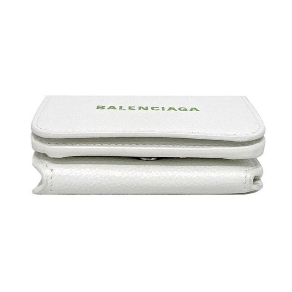 Balenciaga Balenciaga Everyday White Leather Logo Mini Trifold Wallet - Image 6