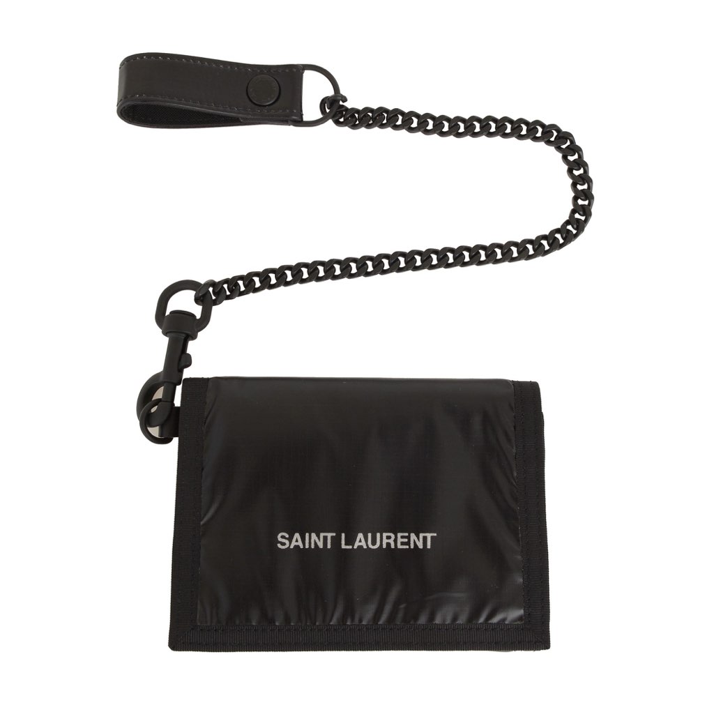Saint Laurent Saint Laurent Nuxx Black Nylon Chain Trifold Wallet - Back view
