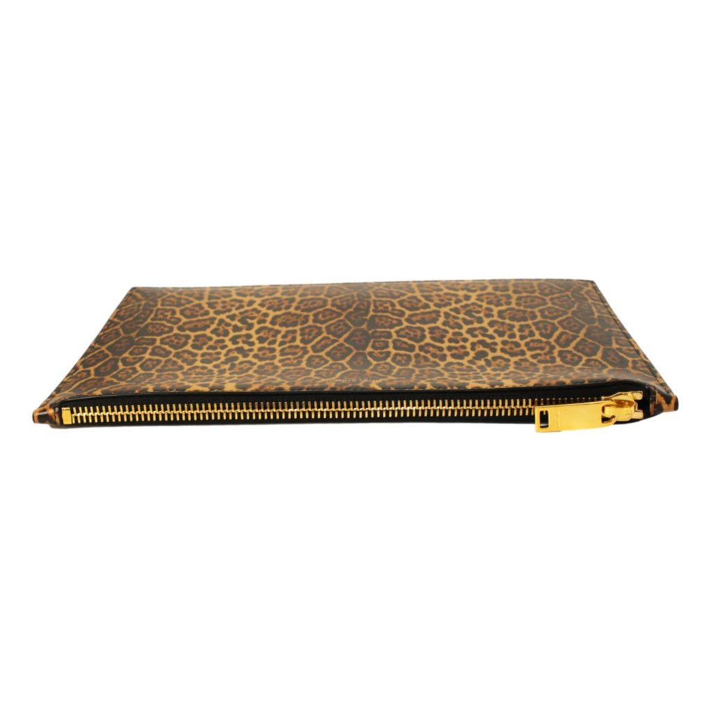 Saint Laurent Saint Laurent Leopard Printed Calfskin Leather Medium Pouch - Detail 1