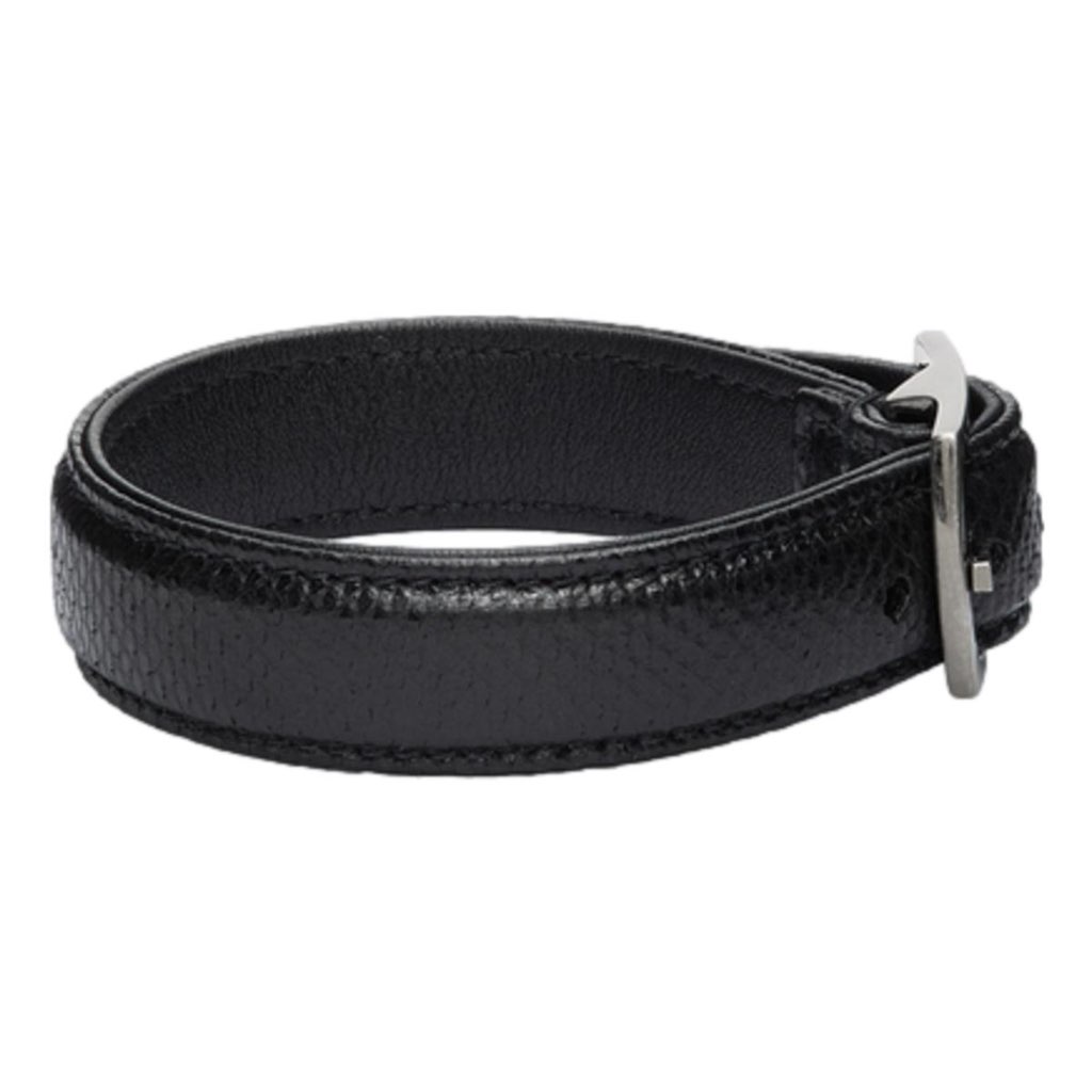 Saint Laurent Saint Laurent Black Leather Snake Embossed Buckle Bracelet - Back view