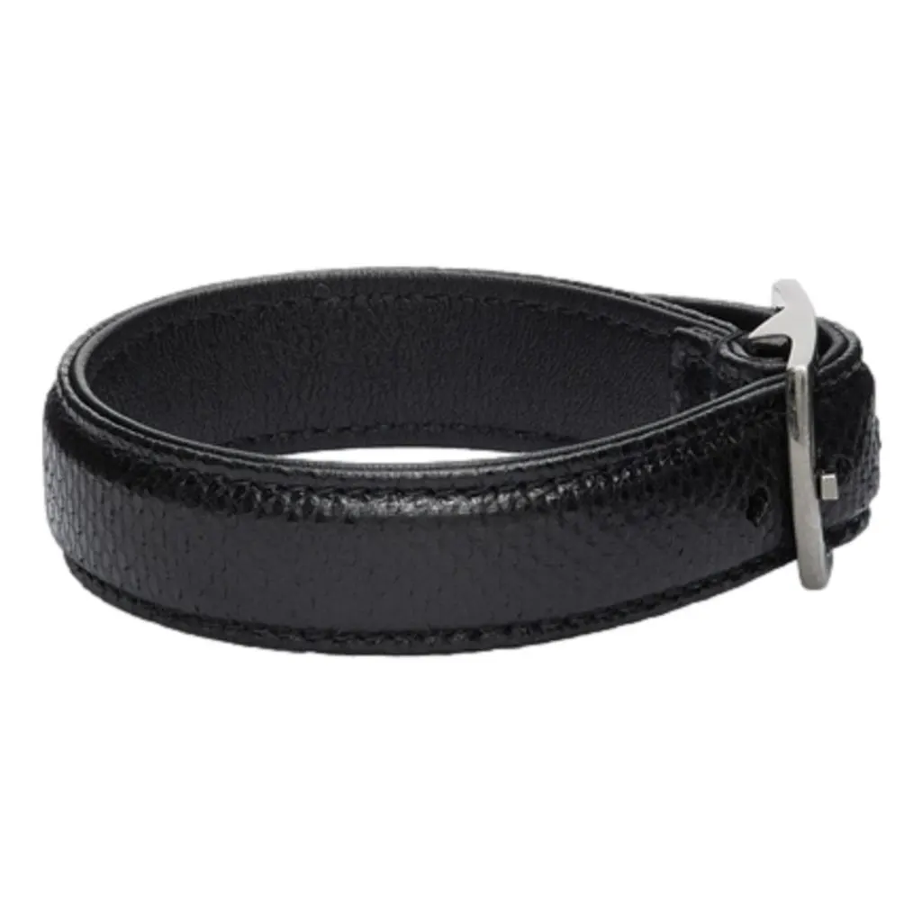 Saint Laurent Black Leather Snake Embossed Buckle Bracelet Black Never worn, with tag - Back View