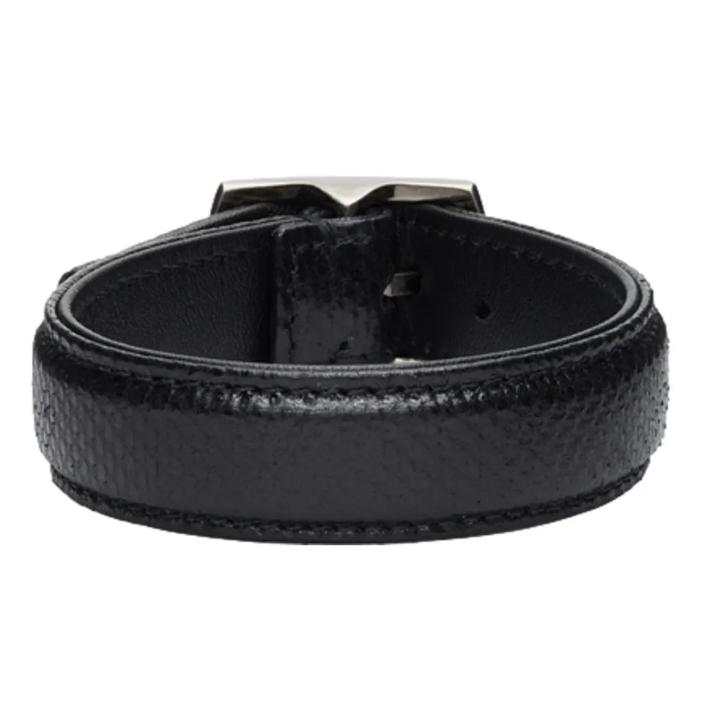 Saint Laurent Black Leather Snake Embossed Buckle Bracelet Black Never worn, with tag - Inside View