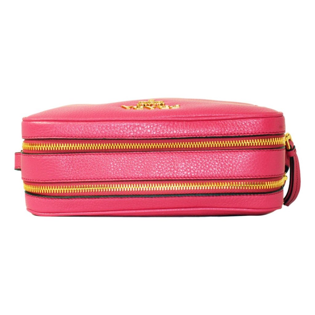 Prada Prada Peonia Pink Vitello Phenix Leather Double Zip Crossbody - Side view