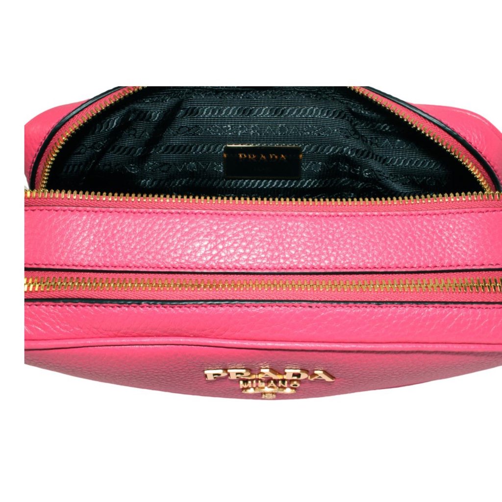 Prada Prada Peonia Pink Vitello Phenix Leather Double Zip Crossbody - Detail 1