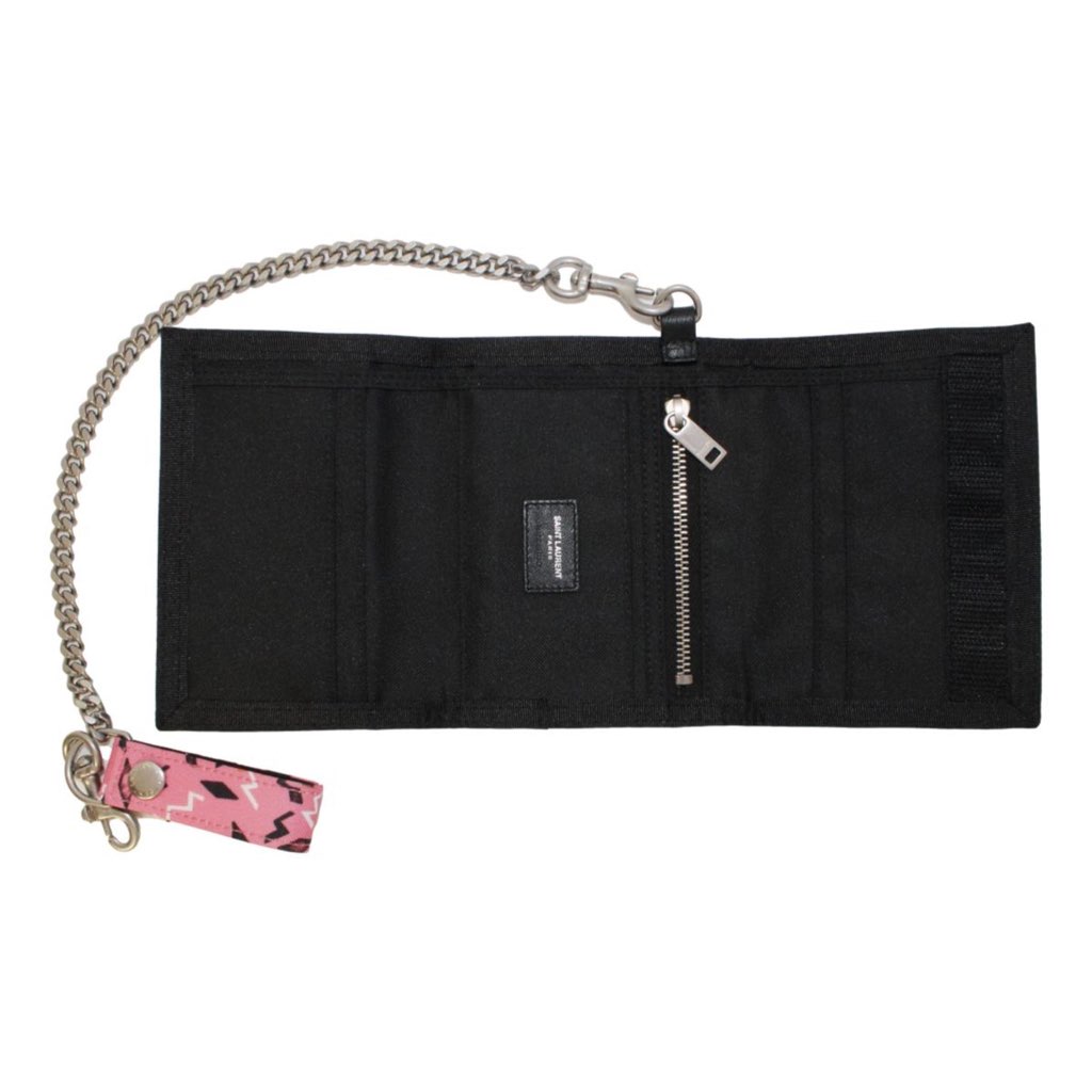 Saint Laurent Saint Laurent Buffalo Pink Nylon Radio Chain Trifold Wallet - Detail 1