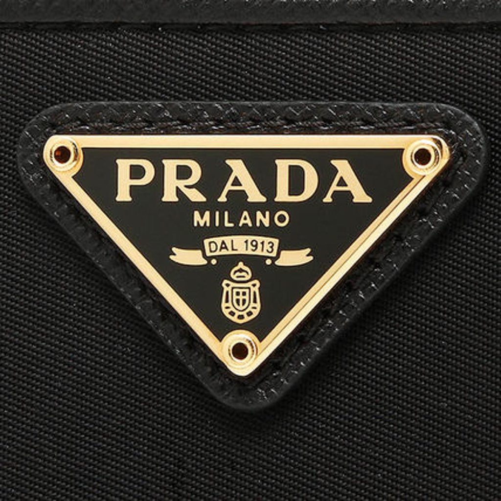 Prada Prada Black Tessuto Nylon Zip Around Wallet Gold Triangle Logo - Back view