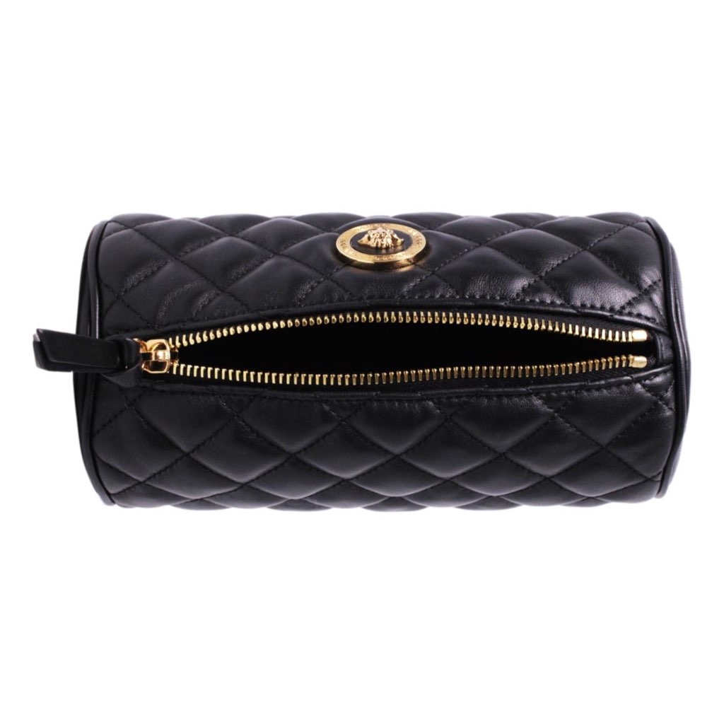 Versace Versace Black Leather Medusa Quilted Cosmetic Bag - Detail 1